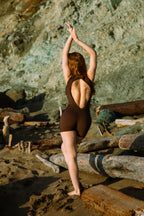 Brown Open-Back Romper