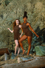 Brown Open-Back Romper
