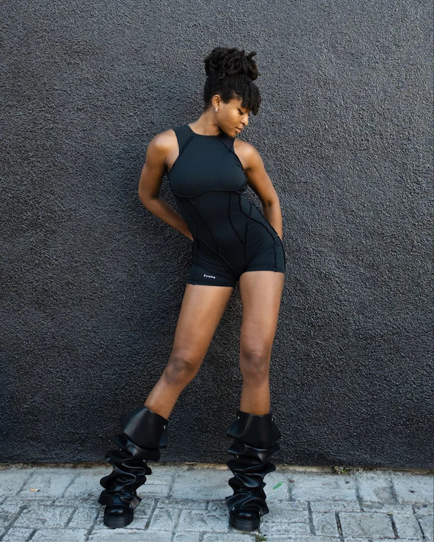 Black Open-Back Romper