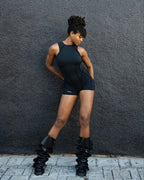 Black Open-Back Romper