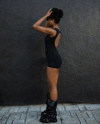 Black Open-Back Romper
