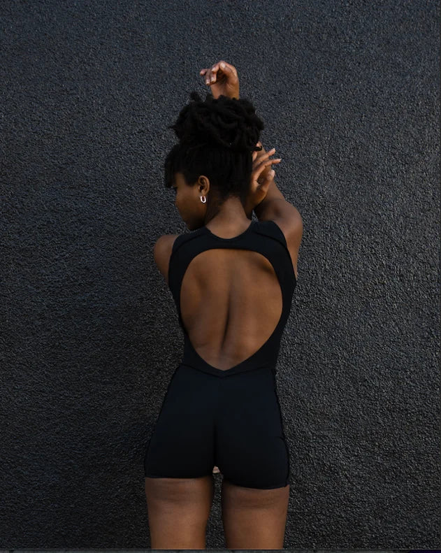 Black Open-Back Romper