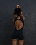 Black Open-Back Romper