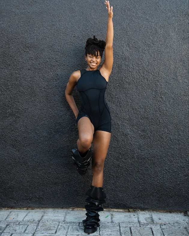 Black Open-Back Romper