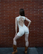 White Open-Back Romper