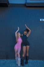 Black Open-Back Romper