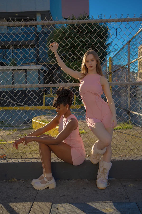 Pink Open-Back Romper